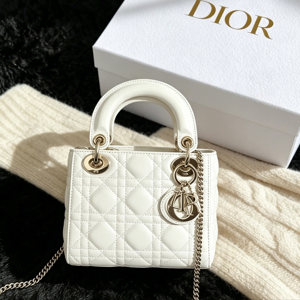 Mini Lady Dior Bag White Cannage Lambskin